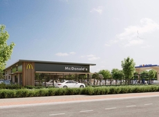Een 3D-beeld van het project dat McDonald’s in Hoevenen wil realiseren. © McDonald’s Belgium